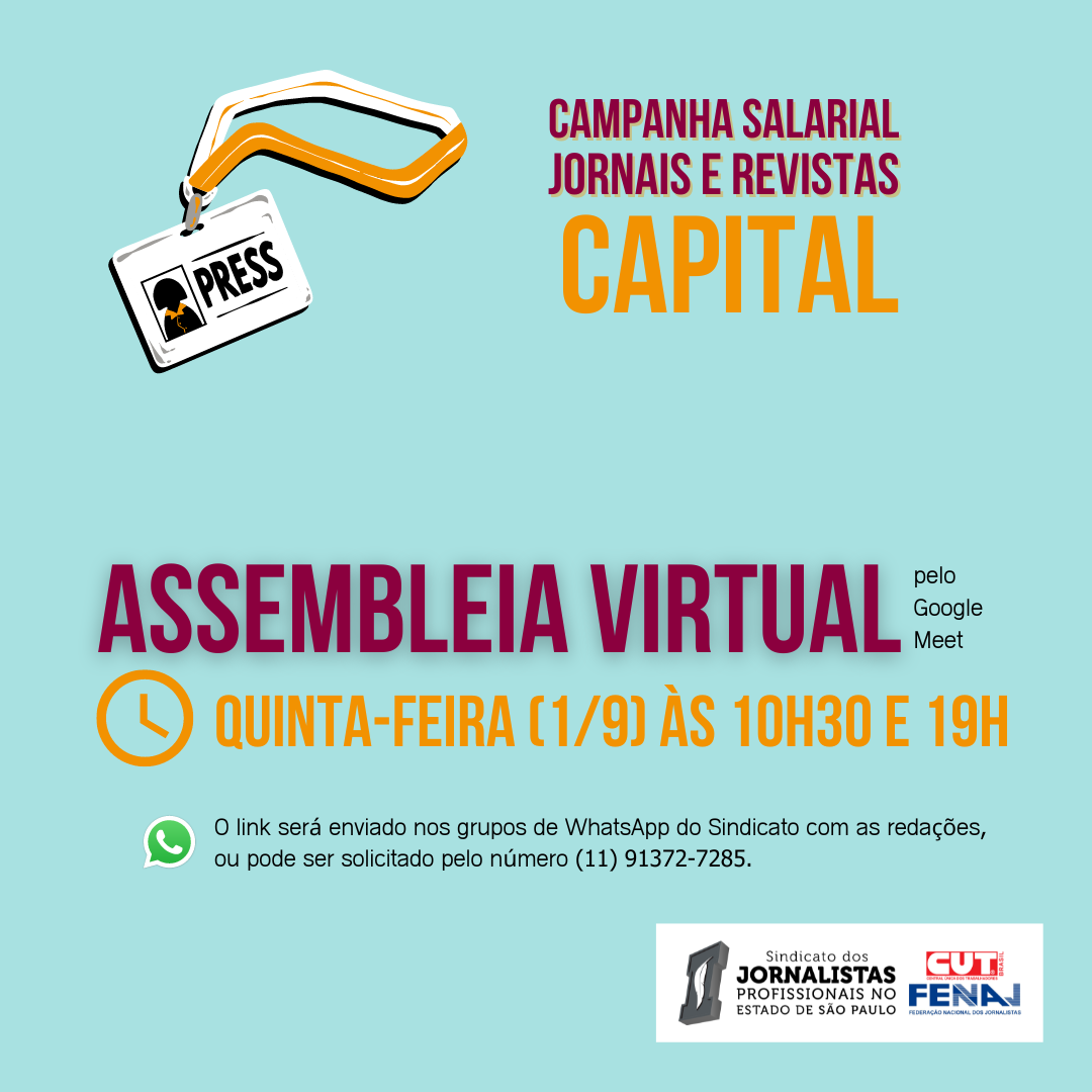 Empresas de jornais e revistas da capital avançam muito pouco na proposta: assembleia da categoria nesta quinta-feira, 1º de setembro, às 10h30 e às 19h