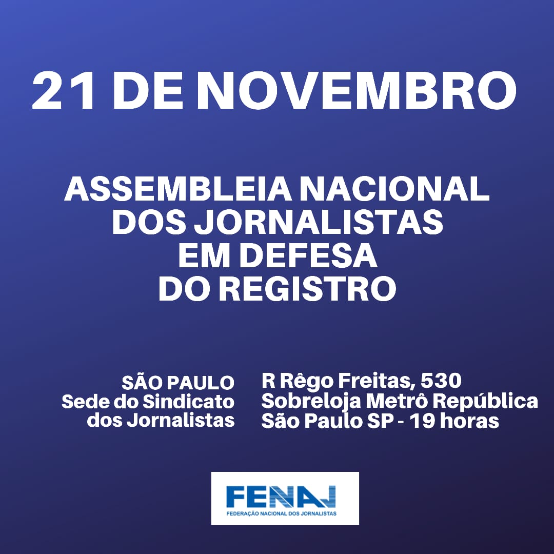 Sindicato dos Jornalistas de São Paulo convoca categoria para defender a profissão