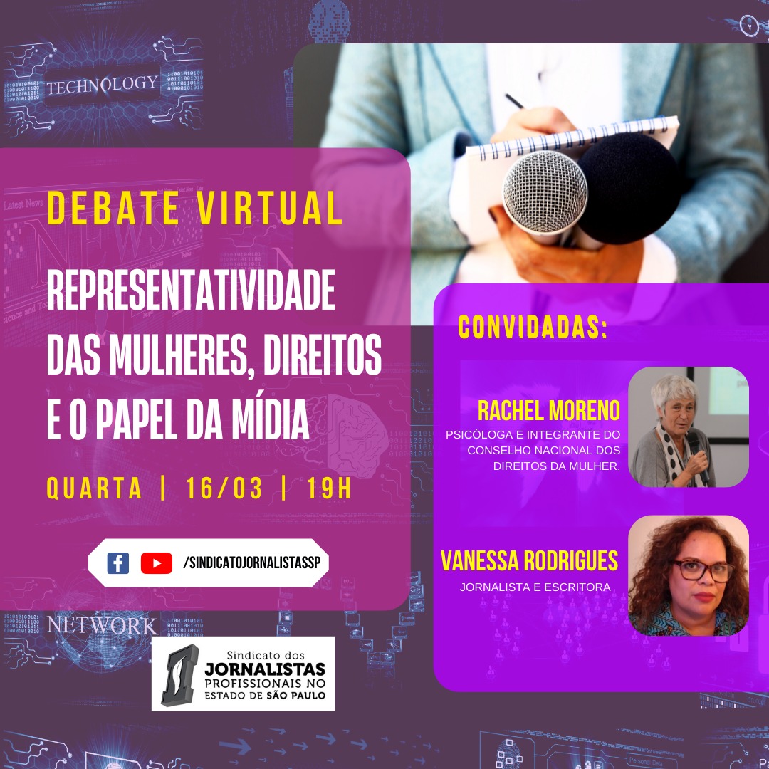 Sindicato promove debate virtual Representatividade das mulheres, direitos e o papel da mídia
