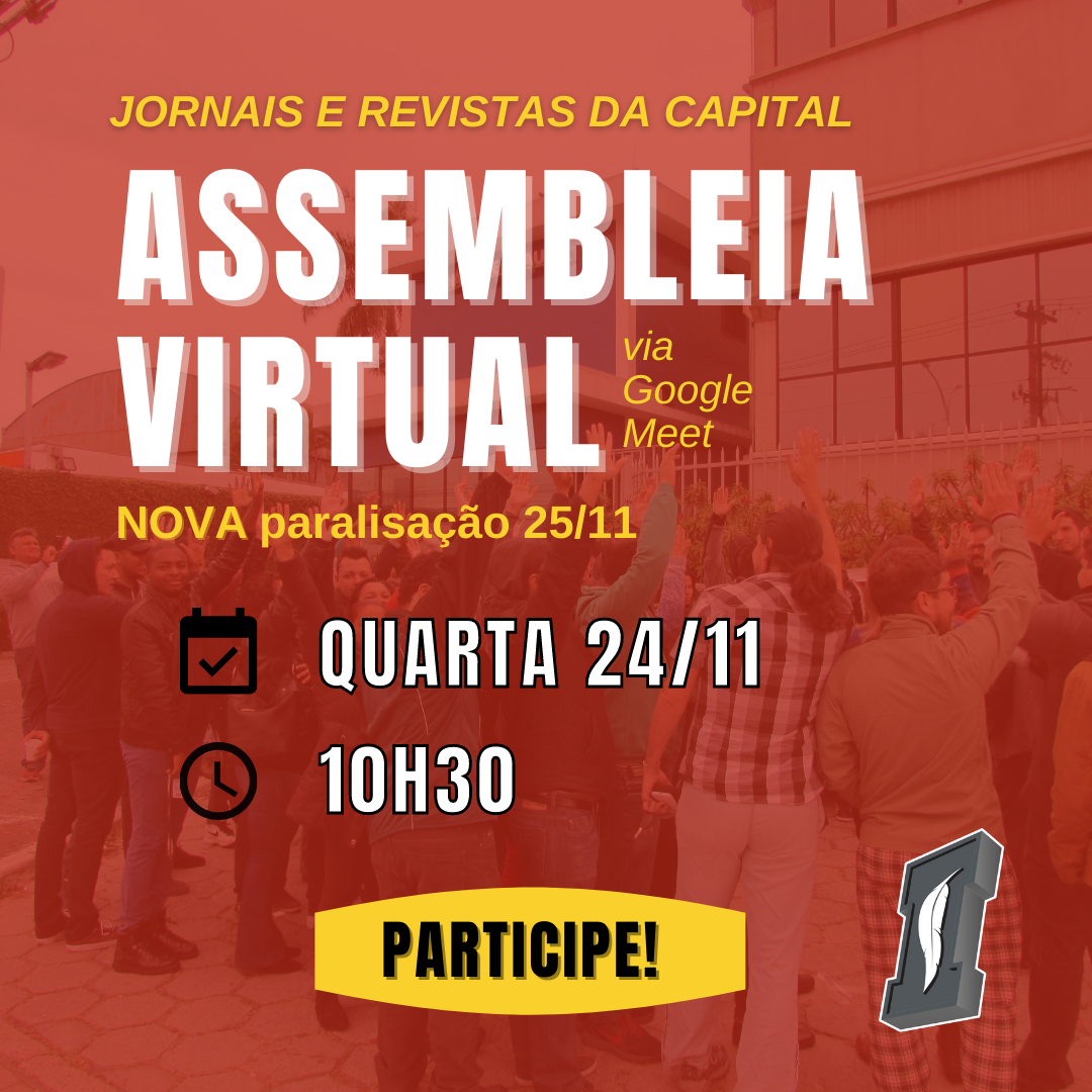 Assembleia de Jornais e Revistas da Capital: 24 de novembro, às 10h30