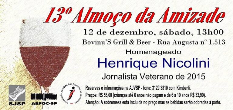 Convites para o almoço dos jornalistas veteranos estão disponíveis