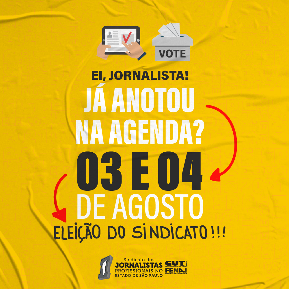 Anote na agenda: dias 3 e 4 é eleição do Sindicato