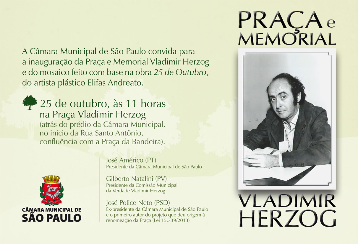 Câmara inaugura Praça e Memorial Vladimir Herzog no dia 25