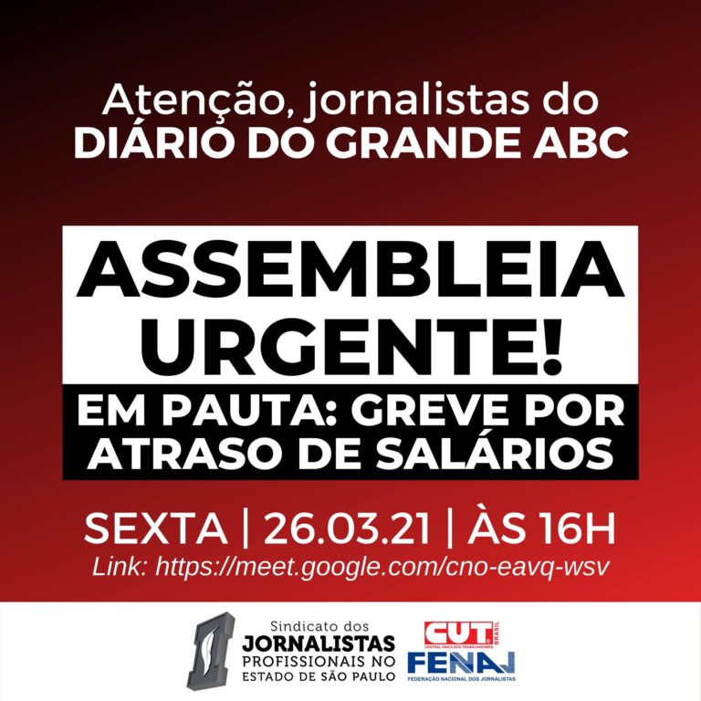 Sindicato convoca jornalistas para assembleia do Diário do Grande ABC