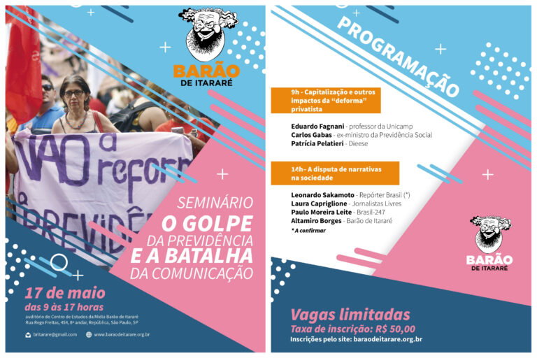 Inscrições abertas para o Seminário ‘O golpe da Previdência e a batalha da comunicação’