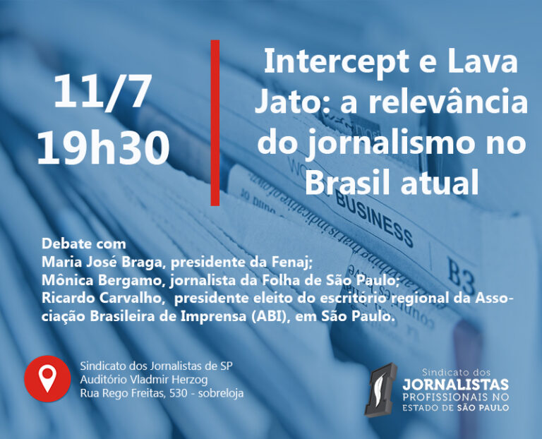 Sindicato dos Jornalistas debate caso Intercept e relevância do jornalismo no Brasil de hoje