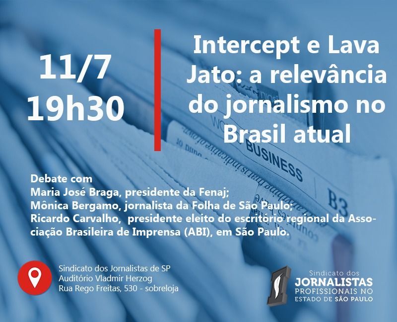 Sindicato dos Jornalistas debate caso Intercept e relevância do jornalismo no Brasil de hoje
