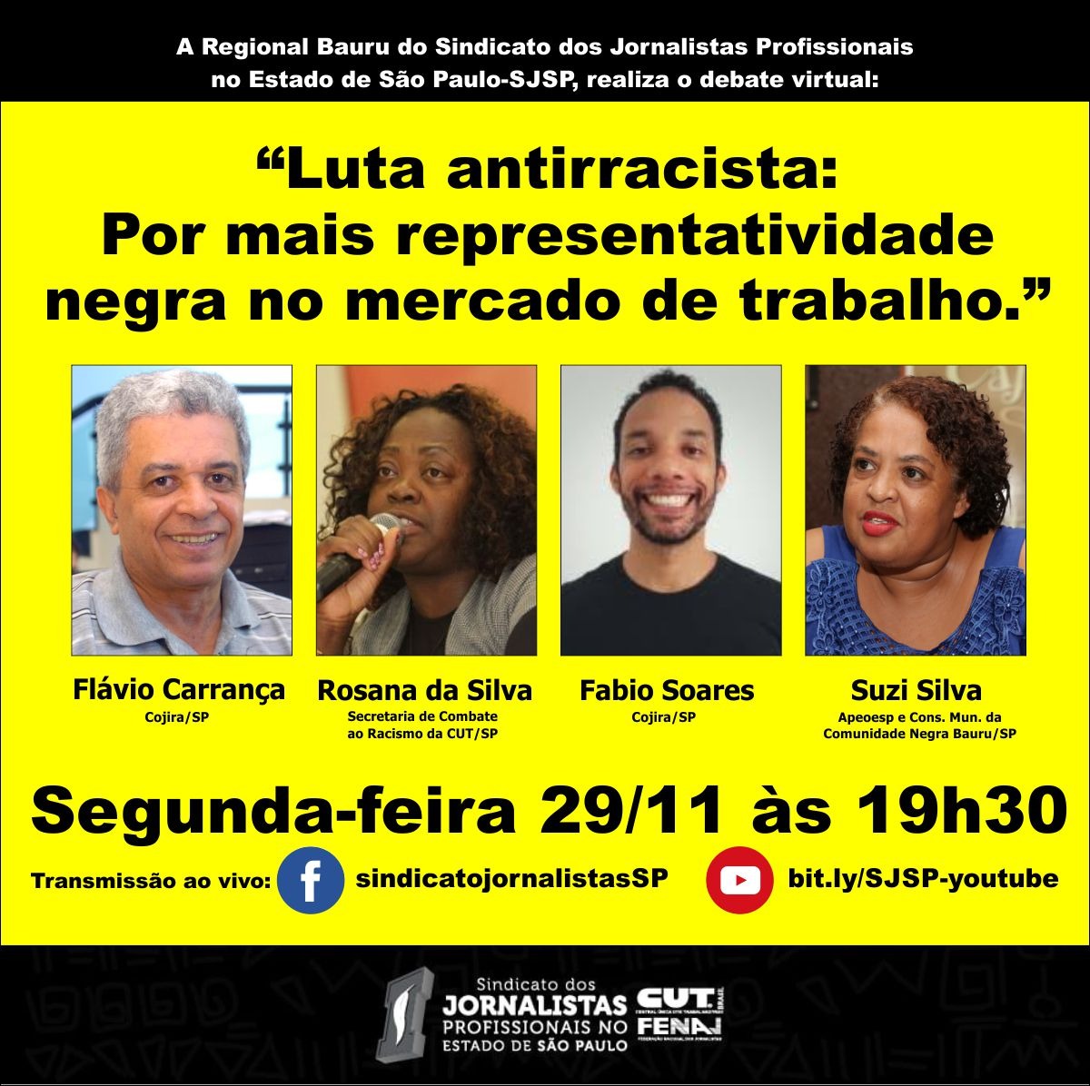 Luta antirracista e representatividade negra no mercado de trabalho é tema de debate online desta segunda-feira (29)