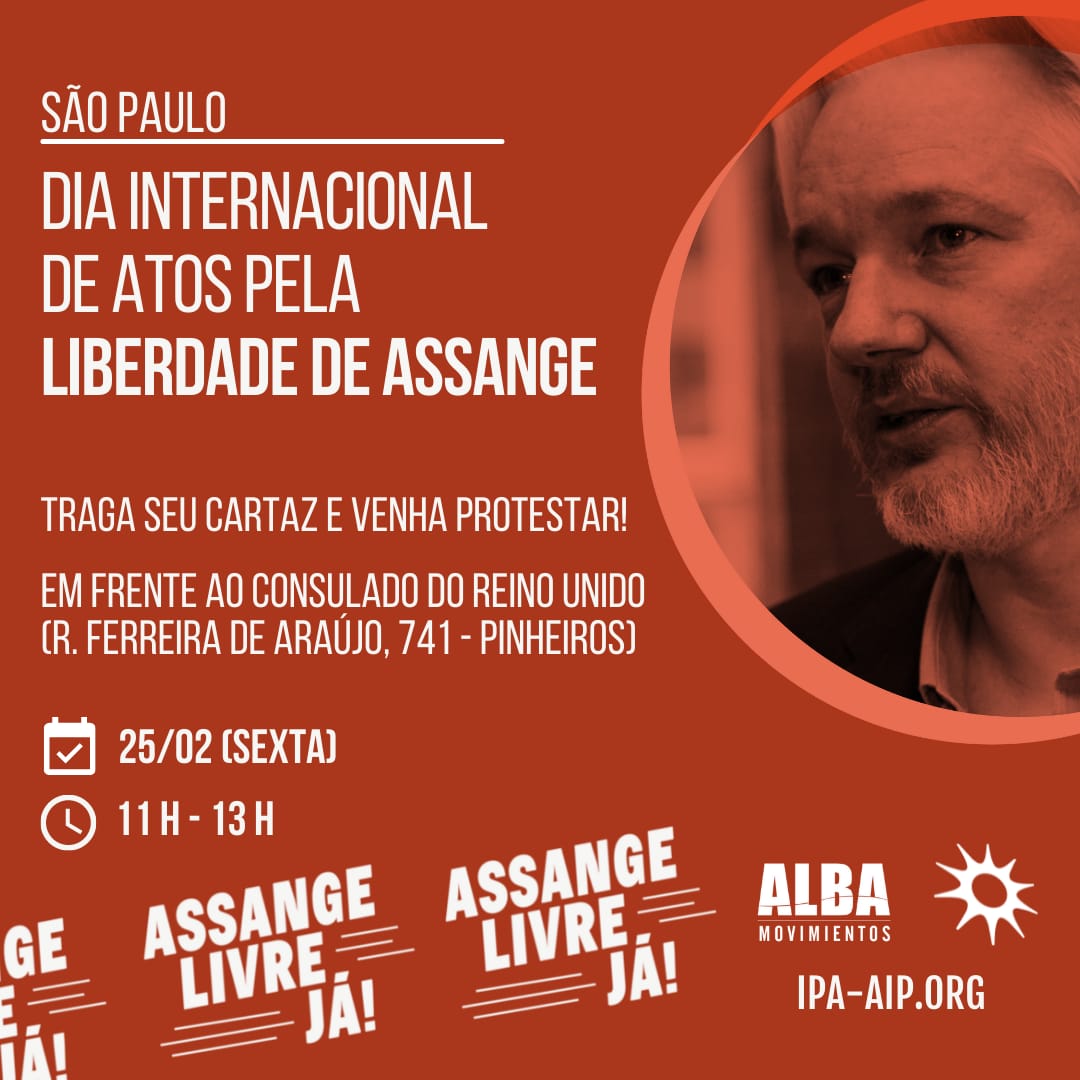 Sindicato dos Jornalistas participará de ato pela liberdade de Assange nesta sexta-feira (25)
