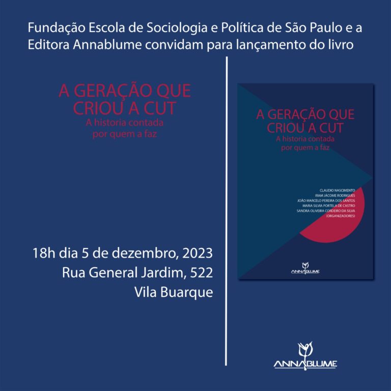 FEPESP e Editora Annablume lançam o livro e documentário “A Geração que Criou a CUT”, na próxima terça-feira (05)