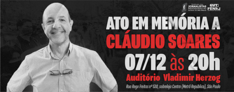 SJSP prestará homenagem ao jornalista Cláudio Soares, em ato no dia 07 de dezembro