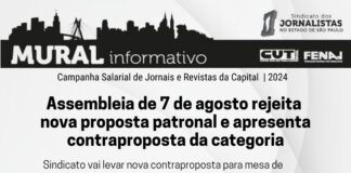 Categoria rejeita proposta das Empresas de jornais e revistas da capital assembleia de 7 de agosto rejeita nova proposta patronal e apresenta contraproposta da categoria!
