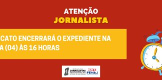 Sindicato encerrará o expediente na sexta (04) às 16 horas Sindicato encerrará o expediente na sexta (04) às 16 horas