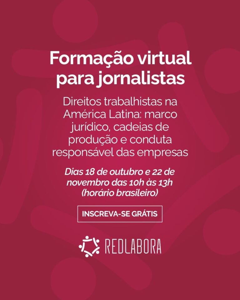 RedLabora lança formação virtual sobre direitos trabalhistas na América Latina