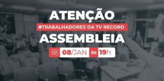 Sindicatos dos jornalistas e radialistas convocam assembleia virtual das e dos trabalhadores(as) da TV Record nesta quarta-feira (8)