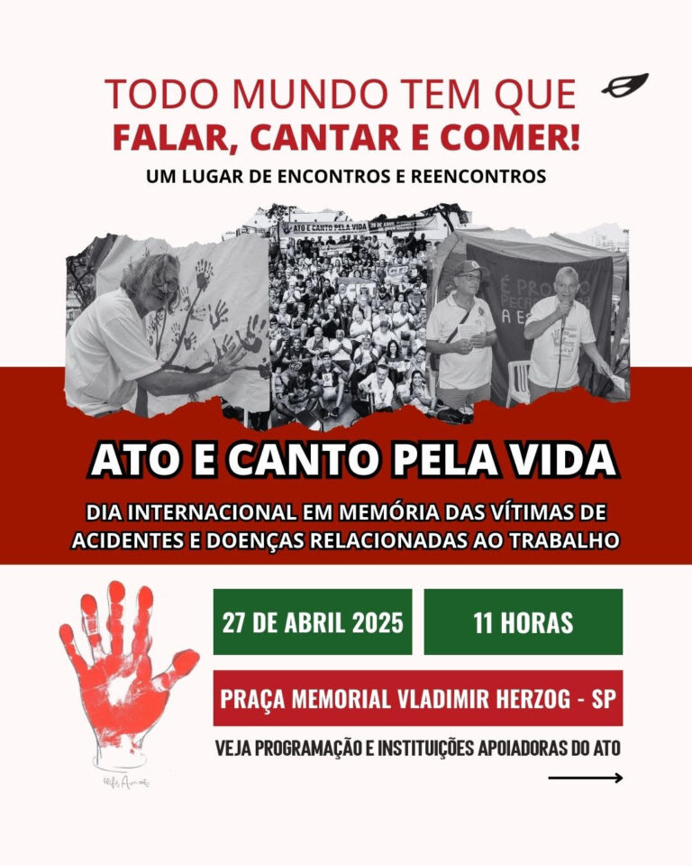 “Ato e Canto Pela Vida” terá samba, feijão tropeiro e protesto em defesa do trabalhador