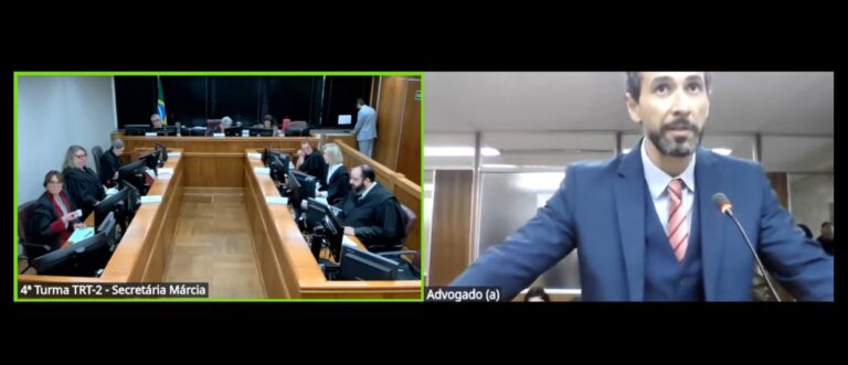 Advogado do SJSP, Raphael Maia, dirante a sessão no TRT.