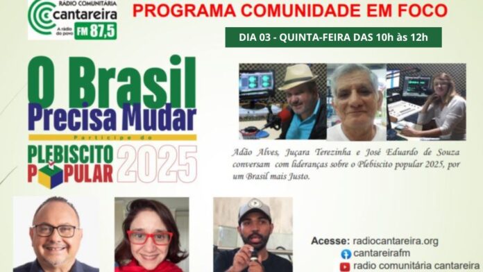 Live discute plebiscito popular pelo fim da escala 6x1. Participe!