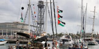 Novo ataque de Israel à Global Sumud Flotilha, realizado com drones nesta terça (23/9) em águas internacionais, é crime de guerra e pirataria Global-Sumud-Barcelona-31Ago25