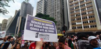 SJSP participa de manifestações em todo o Estado O Sindicato dos Jornalistas esteve presente na manifestação na Av. Paulista. Foto: Alexandre Linares.