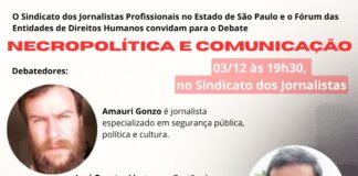 Debate no SJSP discute Necropolítica e Comunicação na próxima quarta-feira 3/12, às 19h30. Participe! decorativa