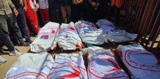 Soldados israelenses dispararam 900 balas e executaram trabalhadores humanitários à queima-roupa em massacre ocorrido em Gaza em março de 2025, revela relatório forense Funerais realizados em 31 de março de 2025, em Khan Yunis, de 15 trabalhadores humanitários assassinados por Israel (foto: Hani Alshaer/Anadolu)